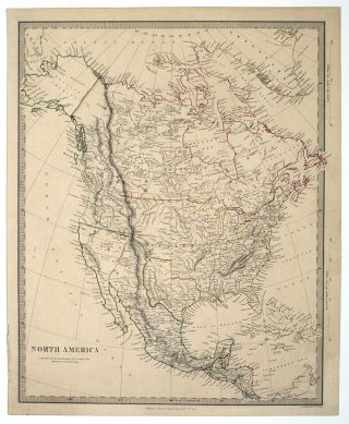 C.  1843 North America With Republic Of Texas - Sduk,  Antique Hand - Colored Map