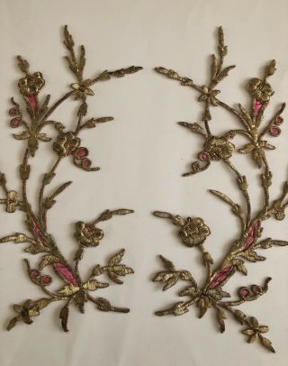 A Antique Ottoman Turkish Gold Metallic Hand Embroideries F Applique