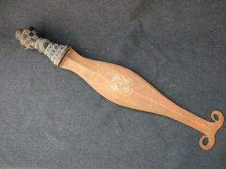 Old Tribal African Ikula Knife With Copper Blade - Kuba - D.  R.  Congo