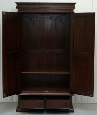 SOLID PANELLED MAHOGANY WARDROBES LARGE HANGING SPACE WITH DRAWERS SHELF 6