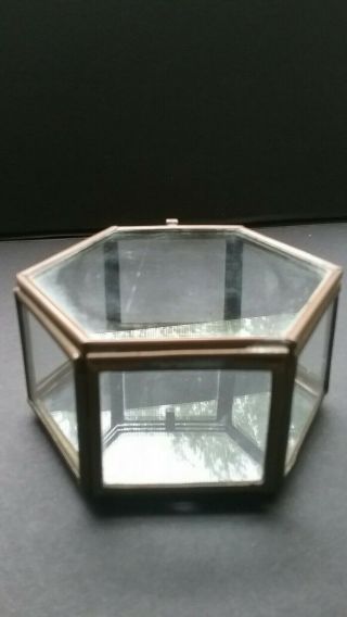 Miniatue glass,  brass display case octagon 3 