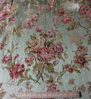 Antique French 19thc Rose Bouquet Tapestry Silk & Cotton Fabric Reserved