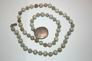 Vintage Chinese Sterling and Carved Soapstone Bead Necklace 31 Inches Long 5