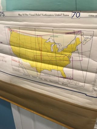 Rare Vintage Northeast United Stated Wall School Map Denoyer Geppert Retractable 6