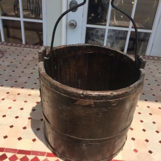 Primitive Well Bucket Wooden Iron Hand Made Planter Garden Antique Country Yard 8