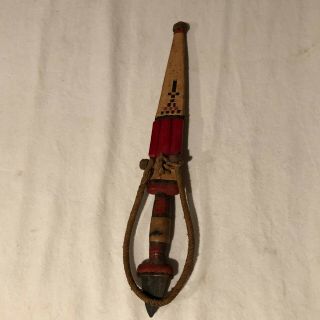 Vintage Primitive African Handmade Forged Dagger Knife Leather Sheath 11.  5 "