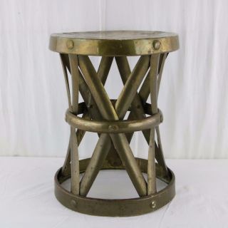 Mid - Century Hammered Brass Stool Or Side Table By Sarreid Vtg 1960s X - Form Rare