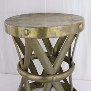 Mid - Century Hammered Brass Stool or Side Table by Sarreid VTG 1960s X - Form RARE 3