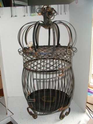 Antique/vintage Wrought Iron Bird Cage Black Birdcage Hanging Table Top Ornate