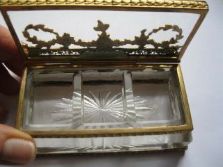 Antique Victorian Cut Glass Stamp Box with Gold Gilt Frame 11