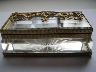 Antique Victorian Cut Glass Stamp Box with Gold Gilt Frame 2