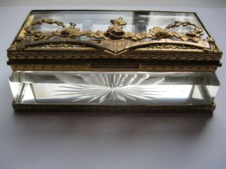 Antique Victorian Cut Glass Stamp Box with Gold Gilt Frame 4