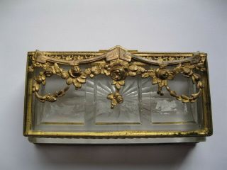 Antique Victorian Cut Glass Stamp Box with Gold Gilt Frame 6