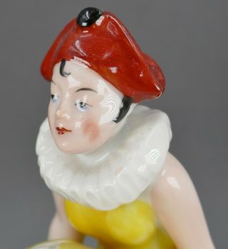 Antique German Art Deco Bavaria Porcelain Court Jester Beauty Doll Dresser Box 2