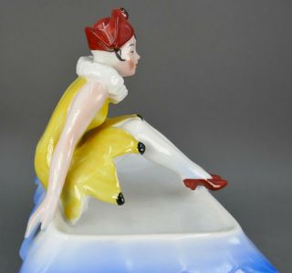 Antique German Art Deco Bavaria Porcelain Court Jester Beauty Doll Dresser Box 8