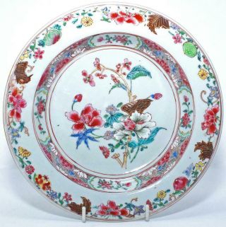 Chinese 18th C Famille Rose Plate - 22.  5cm Good Gilding & Surface