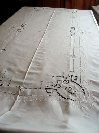 Antique Linen Banquet Tablecloth 76 X 126 "