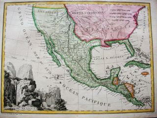 1810 LAPIE - rare map CENTRAL AMERICA,  MEXICO,  UNITED STATES,  CARIBBEAN,  YUCATAN 2