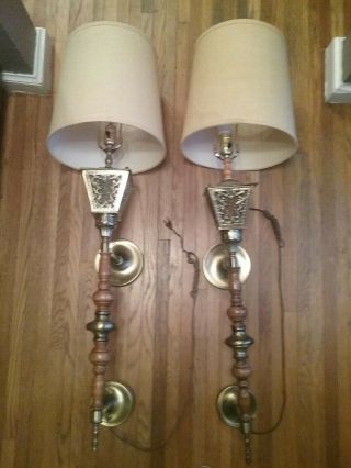 Rare Mid Century Tiffany Vintage Wall Lamps Sconces Hollywood 7