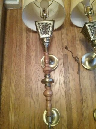 Rare Mid Century Tiffany Vintage Wall Lamps Sconces Hollywood 9