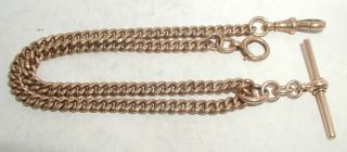 " Antique 9ct Rose Gold Double Albert Kerb Link Chain " Circa 1900 Heavy 35.  2g