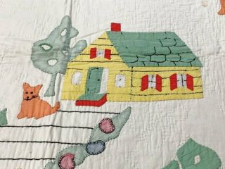 Sweet Vintage c 30s School House STORYBOOK Applique Crib Quilt 3