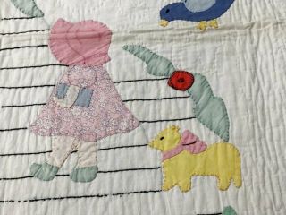 Sweet Vintage c 30s School House STORYBOOK Applique Crib Quilt 5