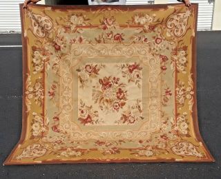 Vintage Hand Knotted French Aubusson Needlepoint Tapestry Rug - 5 