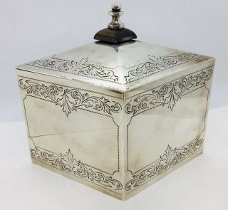 Tiffany & Co.  Italy Vintage Sterling Silver Ornate Large Tea Caddy Box