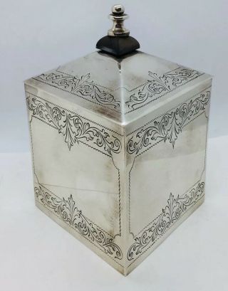 Tiffany & Co.  Italy Vintage Sterling Silver Ornate Large Tea Caddy Box 4