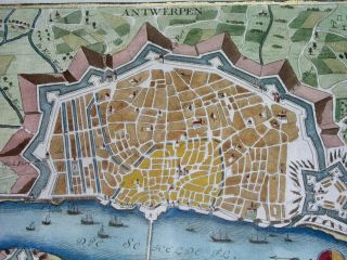1725 Rare Map Anvers Antwerp Belgium Flanders Bodenehr City Plan