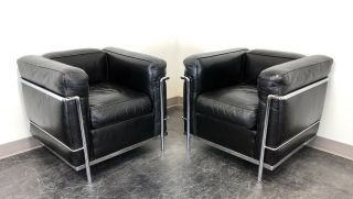 Cassina ' LC2 Petit Modele ' Le Corbusier Club Chairs in Leather 10