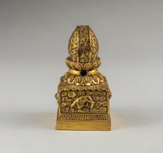 Chinese Antique Tibetan Style Gilt Bronze Seal 2