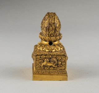 Chinese Antique Tibetan Style Gilt Bronze Seal 4
