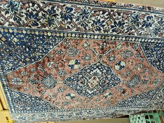 Antique Moquette persian rug patterned throw or rug blues and pinks 2