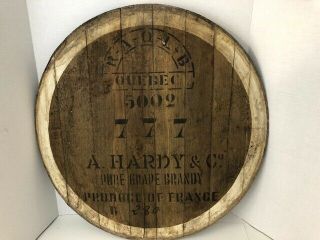 1950s Wooden Saq Regie Des Alcools Du Quebec Barrel Cask Brandy Lid Cover - 22.  5 "