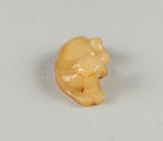 Chinese Antique Ming Style Carved Brown Color Jade Dog 2
