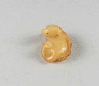 Chinese Antique Ming Style Carved Brown Color Jade Dog 4