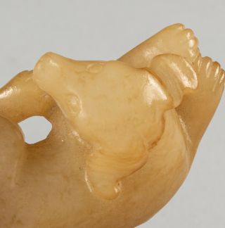 Chinese Antique Ming Style Carved Brown Color Jade Dog 6