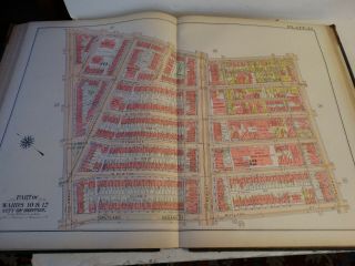 RARE Antique G.  W.  Bromley & co 1912 City of boston mass atlas proper 36 plates 7