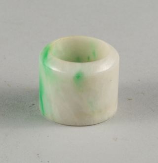 18 - 19th Chinese Antique Jade Jadeite Archer ' s Ring With Tin Box 2