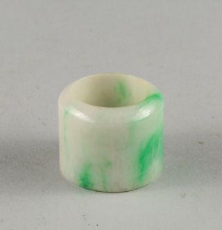 18 - 19th Chinese Antique Jade Jadeite Archer ' s Ring With Tin Box 4