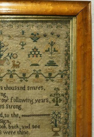 EARLY/MID 19TH CENTURY VERSE & MOTIF SAMPLER BY JANE PETCHEY AGED 11 - 1837 5