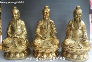 11 " Rare China Bronze Yuan Shi Lingbao Tian Zun Moral Esteem Samcheong Statue Set
