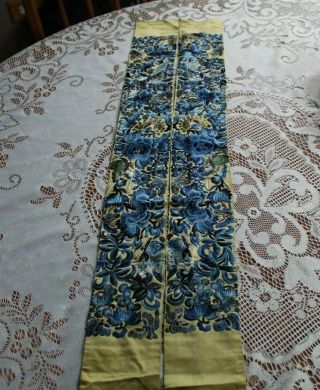 Antique Silk Chinese Sleeve Panel Uncut Forbidden Stitch
