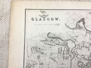 Antique Map Glasgow Scotland City Plan 19th Century Old Victorian 5