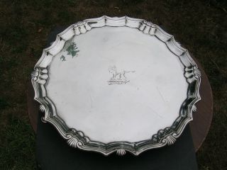 George Ii Hallmarked Solid Silver Tray / Salver Robert Abercromby 1744