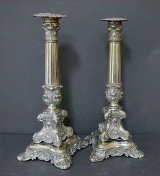 Most Decorative Continental Solid Silver Candlesticks
