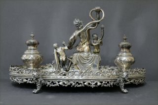 EXTRAORDINARY LARGE 3.  5KG HEAVY MARKED SPANISH SOLID SILVER LAOCOON INKSTAND 4