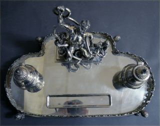 EXTRAORDINARY LARGE 3.  5KG HEAVY MARKED SPANISH SOLID SILVER LAOCOON INKSTAND 6